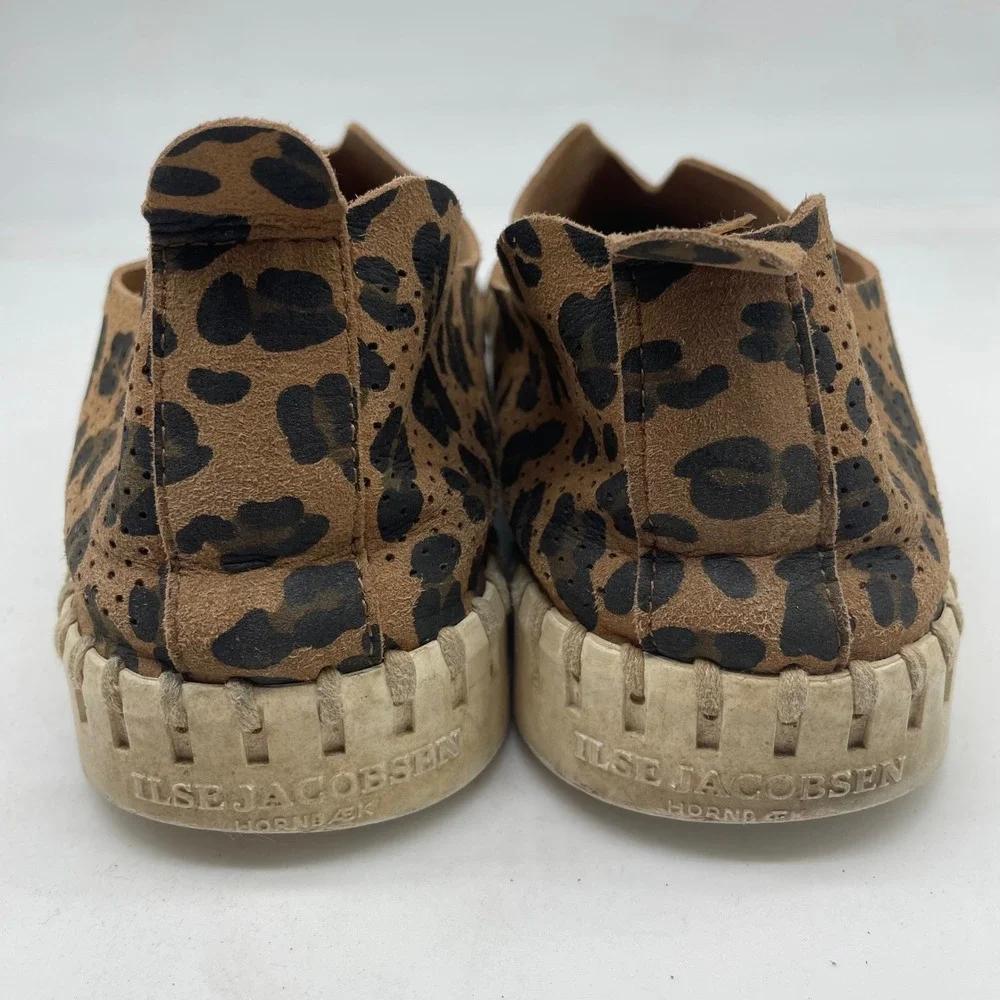 Ilse Jacobsen Tulip Leopard Print‎ Slip On Loafers Womens EU 40 Tan Black